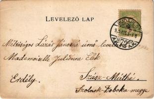 1905 Siófok, Sió és Hullám szálloda, Balaton térkép. Károlyi Gy. kiadása. Art Nouveau, litho (EM)