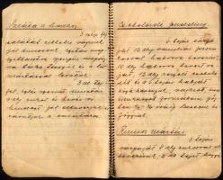 cca 1936 Kézzel írt receptfüzet, benne "Karfiol köntösben", "Töltött édes káposzta&qu...