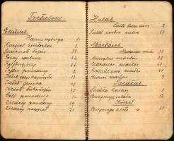 cca 1936 Kézzel írt receptfüzet, benne "Karfiol köntösben", "Töltött édes káposzta&qu...