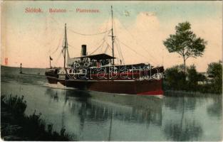 1912 Siófok, Balaton, "BAROSS" gőzös, gőzhajó. Taussig A. 9632. (fl)