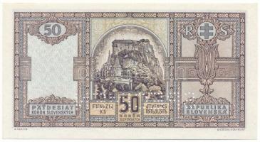 Szlovákia 1940. 50K "Mf 076577" "SPECIMEN (MINTA)" perforációval T:UNC,AU
Slova...