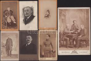 cca 1865-1915 Vegyes fotó tétel, 7 db, közte vizitkártyák, kabinetfotó és papírkép