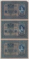 Ausztria 1919 (1902) 1000K, függőleges "DEUTSCHÖSTERREICH" felülbélyegzéssel, mindkét olda...