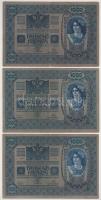 Ausztria 1919 (1902) 1000K, függőleges "DEUTSCHÖSTERREICH" felülbélyegzéssel, mindkét olda...