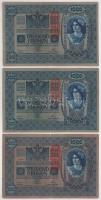 Ausztria 1919 (1902) 1000K, függőleges "DEUTSCHÖSTERREICH" felülbélyegzéssel, mindkét oldal német (3x) T:F,VG Austria 1919 (1902) 1000 Kronen, with vertical "DEUTSCHÖSTERREICH" overprint, both sides in German (3x) C:F,VG Krause P#58