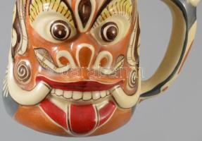 Sri Lanka-i maszkmintás bögre, jelzett, hibátlan, m: 11,5 cm