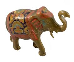 Zománcmintás bronz elefánt, 9,5x7 cm