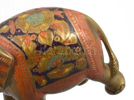 Zománcmintás bronz elefánt, 9,5x7 cm