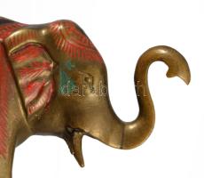 Zománcmintás bronz elefánt, 9,5x7 cm