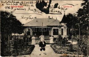 1906 Balatonboglár, Ödönke lak, villa, montázs gyerekkel. L.D.F. 369. (fa)