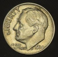 Amerikai Egyesült Államok 1964. 1d (10c) Ag "Roosevelt" T:XF USA 1964. 1 Dime (10 Cents) Ag "Roosevelt" C:XF Krause KM#854