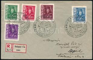 1935 II. Rákóczi Ferenc sor ajánlott FDC-n / Mi 517-521 on registered FDC