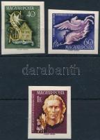 1959 Joseph Haydn és Friedrich Schiller 40f, 60f + 1Ft vágott értékek (40f törések, 60f ránc / folds, crease)