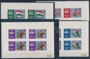 1961 Bélyegkiállítás (I.) ezüst vágott kisívsor azonos sorszámmal (20.000)