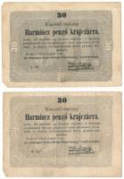 1849. 30kr "Kossuth bankó" (2x) T:F Adamo G103