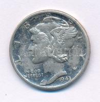 Amerikai Egyesült Államok 1943. 1d (10c) Ag "Mercury" T:VF patina USA 1943. 1 Dime (10 Cents) Ag "Mercury" C:VF patina Krause KM#140