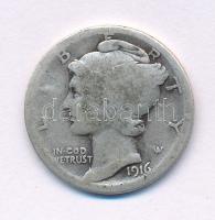 Amerikai Egyesült Államok 1916. 10c Ag "Mercury" T:VF patina USA 1916. 10 Cents Ag "Mercury" C:VF patina Krause KM#140