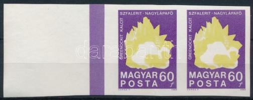 1969 100 éves a Magyar Állami Földtani Intézet 60f ívszéli vágott pár fekete színnyomat nélkül (80.0...