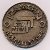1970 k. "Pro Pátria - A vállalatért 1893" egyoldalas, öntött bronz emlékérem (68mm) T:AU