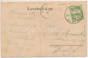 1908 Budapest VII. Keleti pályaudvar, vasútállomás, Baross szobor, villamos, virágárus, utcaseprő. T...