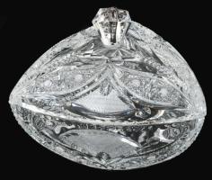 Ólomkristály fedeles edény, hibátlan, m: 16 cm