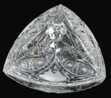 Ólomkristály fedeles edény, hibátlan, m: 16 cm