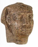 Minerál egyiptomi fej asztaldísz, m: 15 cm