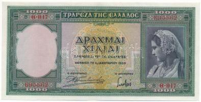 Görögország 1939. 1000Dr "O-017 690,662" T:XF Greece 1939. 1000 Drachmai "O-017 690,662" C:XF Krause P#111