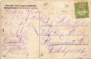 Budapest XV. Rákospalota-Újpest, Horváth Imre nagyvendéglője, kert katonákkal, vendégekkel és pincér...