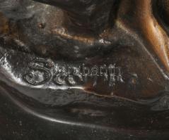 Skorpió égövi jegy allegóriája. Olasz bronz szobor, márvány talpazaton, jelzett 36 cm