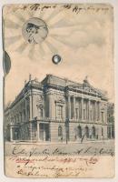 1906 Budapest VIII. Népszínház. Tekerhető mechanikus lap magyar színésznőkkel (EM)