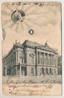 1906 Budapest VIII. Népszínház. Tekerhető mechanikus lap magyar színésznőkkel (EM)