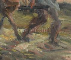 Simó Lajos (1911-1945): Hazatérés (lovaskocsi), 1943. Olaj, karton, jelezve balra lent, hátoldalán a...