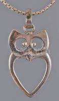 Ezüst (Ag) nyaklánc bagoly medállal, 925 ezrelékes ezüst, 5,2g