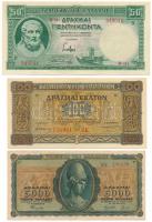 Görögország 1939. 50D + 1941. 100Dr + 1943. 5000Dr T:XF-F Greece 1939. 50 Drachmai + 1941. 100 Drachmai + 1943. 5000 Drachmai C:XF-F