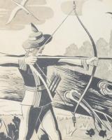 Arkady Kondratski (1901-1977), lengyel művész: Vadászat, Balatonlelle, 1940. Tus, papír, jelezve job...