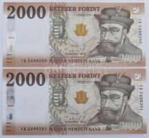 2020. 2000Ft (2x) sorszámkövetők "CK 2498260 - CK 2498261" T:UNC