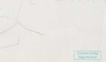 Gyenes Gitta (1888-1960): Női fejek, portrék. Ceruza, papír, hagyatéki pecséttel jelzett, üvegezett ...