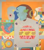 William (Vilmos) Kuchler (1934-2025): Én, 1970 körül. Akril, vászon, jelezve jobbra középen: Kuchler, hátoldalán címkén feliratozott és a művész bélyegzőjével. Apró sérüléssel. 106×96 cm. A Berettyóújfaluban született művész 1956-ban emigrált az USA-ba. Rendkívüli pop art ritkaság! KIZÁRÓLAG SZEMÉLYES ÁTVÉTEL, NEM POSTÁZZUK! / ONLY PERSONAL COLLECTION AT OUR OFFICE!