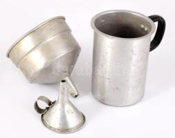 3 db alu mérce, tölcsér