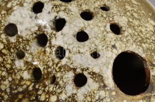 Jelzett ikebana váza. Mázas kerámia, jelzett, hibátlan 17 cm