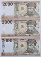 2020. 2000Ft (3x) sorszámkövetők "CG 6749675 - CG 6749677" T:UNC