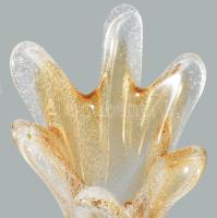 Cseh buborékos üveg váza váza, anyagában színezett, hibátlan 34 cm