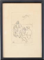 Borsos Miklós (1906-1990): Tristan I. Rézkarc, papír, jelzett, üvegezett fakeretben, 13,5x9 cm