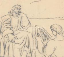 Borsos Miklós (1906-1990): Tristan I. Rézkarc, papír, jelzett, üvegezett fakeretben, 13,5x9 cm