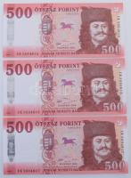 2018. 500Ft (3x) sorszámkövetők "EK 5694815 - EK 5694817" T:UNC Adamo F60.10
