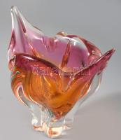 Chribska huta Jan Hospodka üveg váza Anyagában színezett, hibátlan 18x20 cm