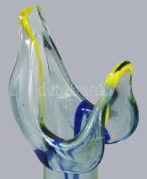 Cseh huta üveg váza Anyagában színezett, hibátlan 33 cm
