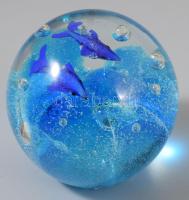 Halas levélnehezék Anyagában színezett, hibátlan 7 cm