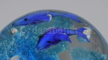 Halas levélnehezék Anyagában színezett, hibátlan 7 cm